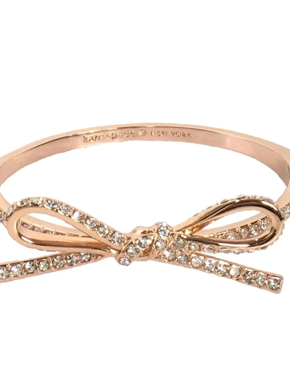 NWT~KATE SPADE~Rose Gold Skinny Mini Pave Bow Bangle Bracelet